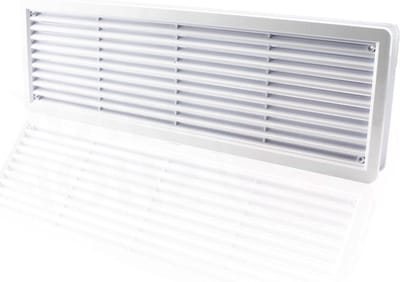 Ventilatierooster Deur - Ventilator Rooster - Afvoerlucht Toevoer - ASA Kunststof - 400 x 130 mm - Wit