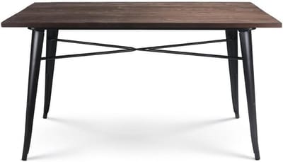 Industriële Eettafel 140 x 80 cm met Zwart Metalen Frame en Houten Blad