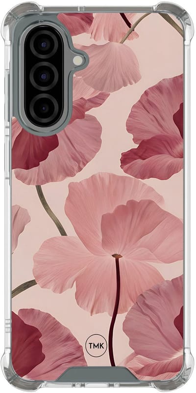 Shockproof hoesje geschikt voor Samsung Galaxy A56 - Vintage blossom - Schokbestendig - Verhoogde randen - TPU case - Extra Sterke Back Cover - Bloemen - Transparant, Roze