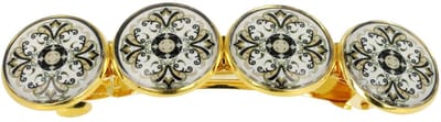 Haarsoires Haarspeld Patentspeld 8cm - Cirkel - Fantasie Patroon - Goud Zwart Wit Beige - Haarspelden voor Dames - Haarklem - Haarclip - Haaraccessoires - Hair Clip - Decoratieve Haaraccessoire
