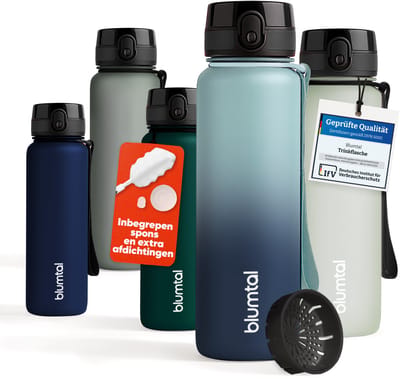 Blumtal Drinkfles - BPA Vrij - Lekvrij - Waterfles - 1000 ml - Grijsblauw en donkerblauw