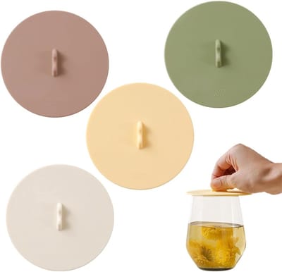 Siliconen Deksel Set - Herbruikbare Dekseltjes - Dranken Afdekken - Luchtdichte Afdichting - 4 Stuks 10 cm - Multicolor
