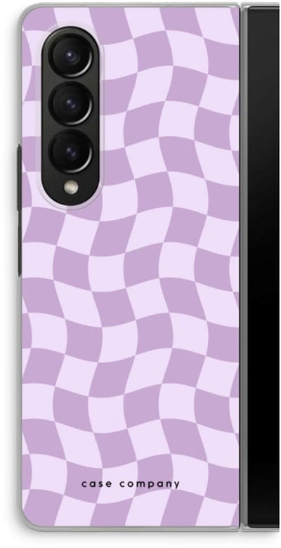 Case Company® - Hoesje geschikt voor Samsung Galaxy Z Fold4 hoesje - Grid Paars - Soft Cover Telefoonhoesje - Bescherming aan alle Kanten en Schermrand