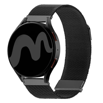 Premium Milanees bandje - Smartwatch bandje geschikt voor universeel 22 mm aansluiting - Zwart