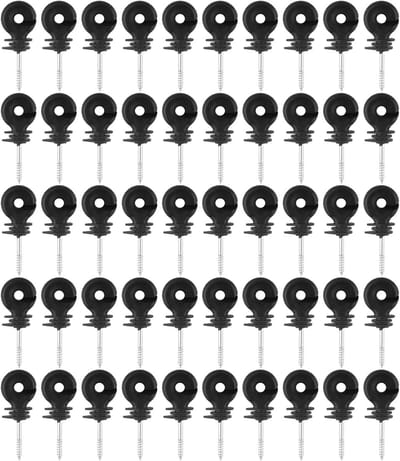 Hek Isolator Set - Schrikdraad Accessoires - Weide Afrastering - Eenvoudig Inschroefbaar - 50 Stuks - Zwart