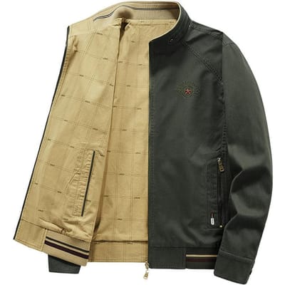 Veste pour homme grande taille Nouvelle Vêtements pour homme Printemps et Automne Vêtement double face Veste à col montant pour homme 6XL beige