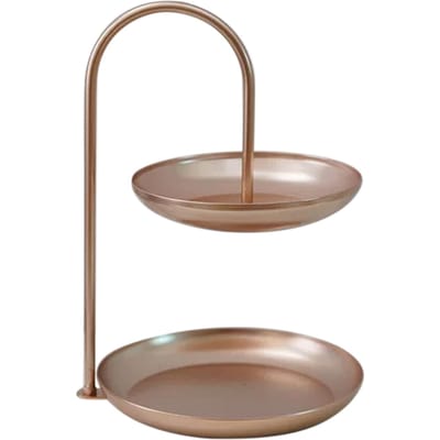 2-laags ijzeren fruitschaal waterdichte meerlaagse opbergschaal voor salontafel feest roos rosé gouden kleur
