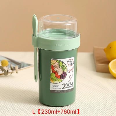 Tasse portative de nuit, tasses à salade, récipient avec couvercle et fourchette, tasse de petit-déjeuner, flocons d'avoine, noix, yaourt, boîte à lunch scolaire, stockage des aliments white