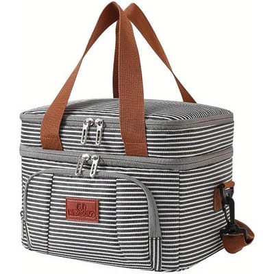 Multifunctionele dubbele lagen Tote koeler lunchtassen voor dames heren Grote capaciteit reizen picknick lunchbox met schouderband