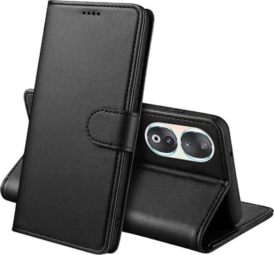 Hoesje Portemonnee voor Honor 90 Smart 5G Zwarte portemonnee met magnetische klep en kaartopslag