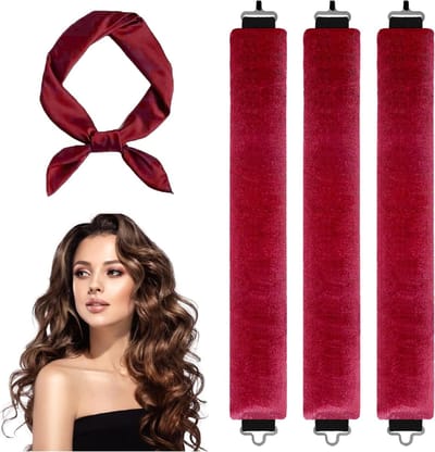 Set van 3 Haar Krulijzers en Nachtrollers Zonder Hitte - Haarband voor Zachte Krullen, Salon Waves en Verstelbare Styling Kit voor Thuisgebruik