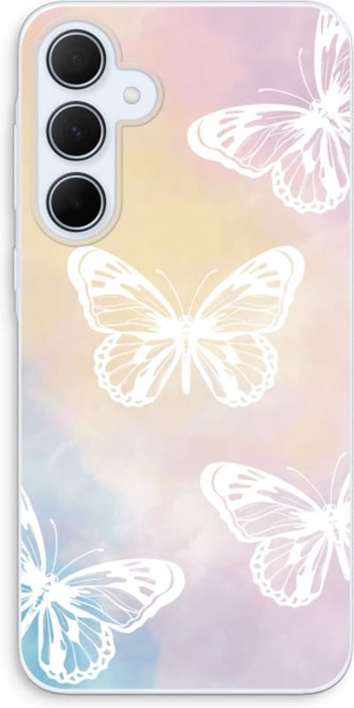 Case Company® - Hoesje geschikt voor Samsung Galaxy A35 hoesje - White butterfly - Soft Cover Telefoonhoesje - Bescherming aan alle Kanten en Schermrand