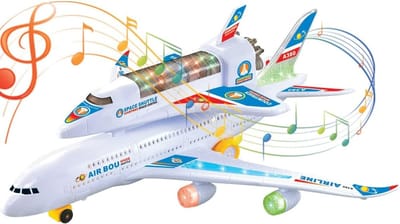 Speelgoed vliegtuig + Space Shuttle -Airways 787 - LED licht + geluiden en rijdende wielen (incl. batterijen)