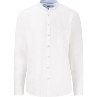 Fynch-Hatton Overhemd Premium Linnen Solid Color Stand-Up Collar Wit / male