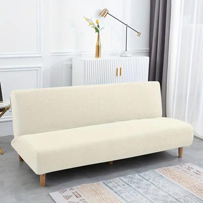 Jacquard Slaapbankhoes Armloos Elastisch Opvouwbaar Zitvlak Slipcovers voor Woonkamer 1/2/3-zits Bankhoezen Longchair Beschermer L