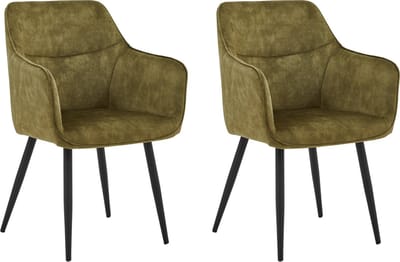 Colenis® - City Eetkamerstoel - Set Van 2 - Olijfgroen - Adoré Velvet - Design - Industrieel - Stoel - Armleuningen