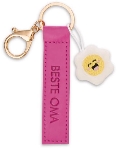 NICI sleutelhanger Beste Oma imitatieleren band roze 10cm met bloem