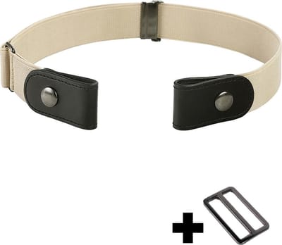 Fako Fashion - Riem Zonder Gesp - Gespvrije Riem - Elastische riem - Rekbare Riem - Broekriem Zonder Gesp - Stretch Riem - Zwangerschapsriem - Beige