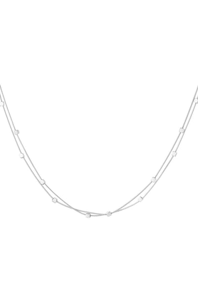 Dubbele ketting met cirkels - Yehwang - 40 + 5 cm - Stainless Steel (verkleurt niet!) - Zilverkleurige ketting - Waterproof necklace - Ketting dames - Nikkel vrij - Cadeau - Minimalistische ketting dames