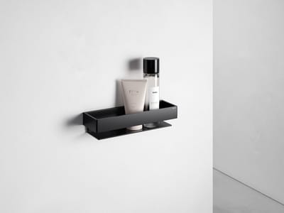 KEUCO Douchemand van metaal, zwart mat, verborgen bevestiging, 9,5 x 30 x 6,7 cm, wandmontage in de douche, doucheplank Edition 11 Black Selection
