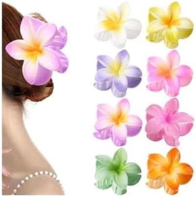 8x Bloemen Haarclips Set - Trendy Bloemen Haarspeldjes & Klaw Clips voor Dames en Meisjes