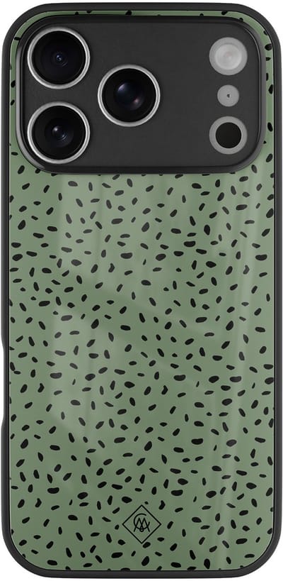 Casimoda® hoesje - Geschikt voor iPhone 17 Pro - Green Confetti - Luxe Hard Case Zwart - Backcover telefoonhoesje - Groen
