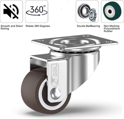 Heavy Duty Meubelwielen + Schroeven - 25mm tot 40KG - Pak van 4 Geen vloersporen Silent Caster for Furniture - Rubberen trolleywielen - Zilveren zwenkwielen