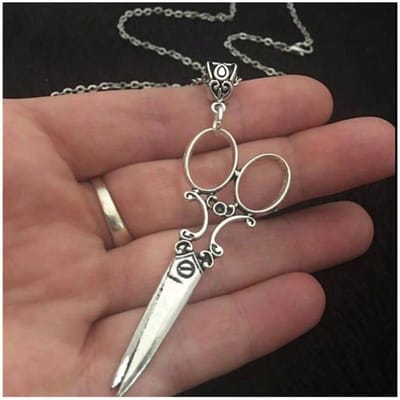 Punk Vintage Zilverkleurige Grote Schaar Hanger Ketting voor Vrouwen Gothic Ketting Mode Kapper Sieraden Cadeaus 60mm antiek zilver kleur