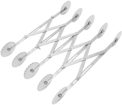 Dailygoods- Gebaksnijder met vergrendelingsapparaat - Deegsnijder met 5 wielen - Roestvrij staal - Voor thuisgebruik - Ideaal voor cake
