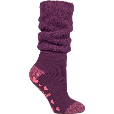 Heat Holders Dames antislip thermo bedsokken - Wijn (Traag)