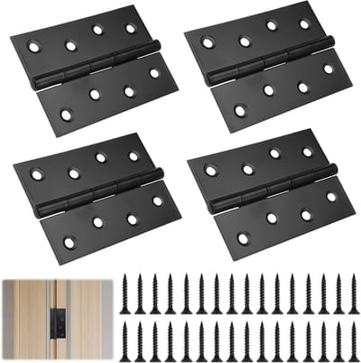 Set van 4 Vouwscharnieren 100mm x 70mm, Zwart RVS, Geschikt voor Deuren, Ramen en Kasten, Stevige Lasten, Duurzaam en Betrouwbaar