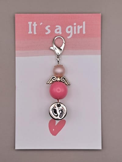 Geluksengeltje - It´s a Girl engeltje - Geboorte engeltje - Wenskaart - Kraam cadeautje - Gelukspoppetje - It's a Girl kaartje - een Engeltje voor jou - Geluksengel, Guardian Angel - Beschermengel - Geluksengeltje meisje