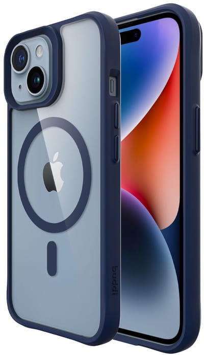Buddi Hybrid - Hoesje Geschikt voor Apple iPhone 15 / 14 / 13 - Compatibel met MagSafe - Back Cover met Magneet - Magnetische Beschermhoes - Transparant Blauw