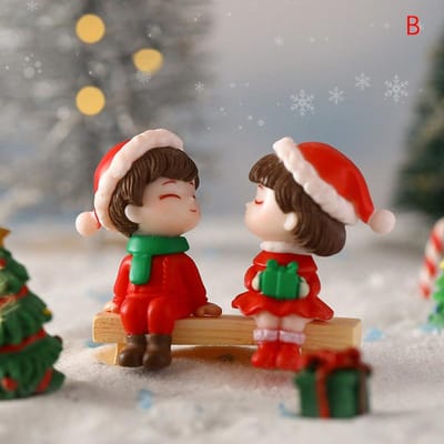 1 Paire Mignon Mini Amoureux Couples Miniature Paysage Ornement DIY Décor Maison Jardin Maison de Poupée Ornement Cadeau de Noël