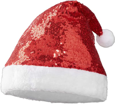 dressforfun - Kerstmuts met rode pailletten - verkleedkleding kostuum halloween verkleden feestkleding carnavalskleding carnaval feestkledij partykleding - 303435