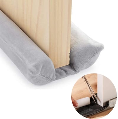 Tochtstopper voor deuren van 80–93 cm breed — Stoffen tochtwering — Barrière tegen wind, stof en geluid — Afdichtstrip voor slaapkamerdeuren — Wasbare stof — Energiebesparend — Niet geschikt voor tapijt — 4 x 90 cm