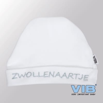 VIB® - Muts rond - Zwollenaartje (Wit) - Babykleertjes - baby muts - baby muts newborn - baby mutsje - baby cadeau - kraam cadeau - baby aankodiging