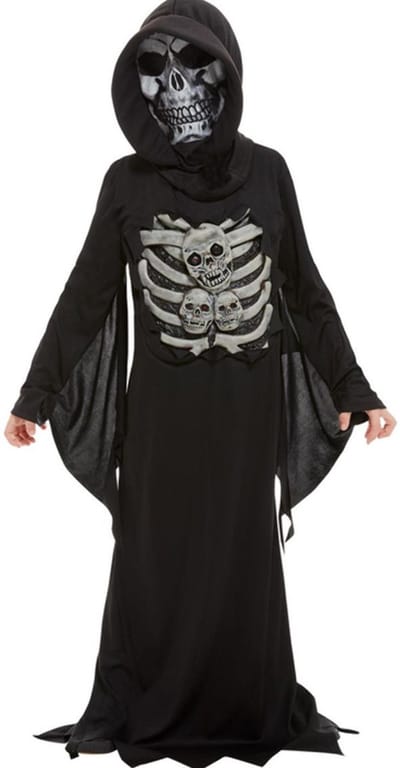Smiffys - Skeleton Reaper Kinder Kostuum - Kids tm 12 jaar - Zwart