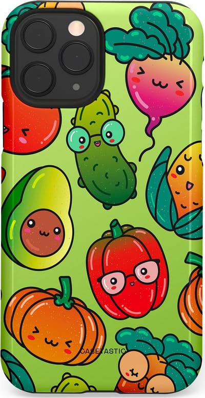 Casetastic Hoesje Geschikt voor Apple iPhone 11 Pro - Stijlvolle Beschermende Duo-layer Case - Cartoon Groente Mix