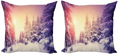 ABAKUHAUS Winterkussenhoes 2x45x45 cm – Dubbelzijdige print – Mikrofaser