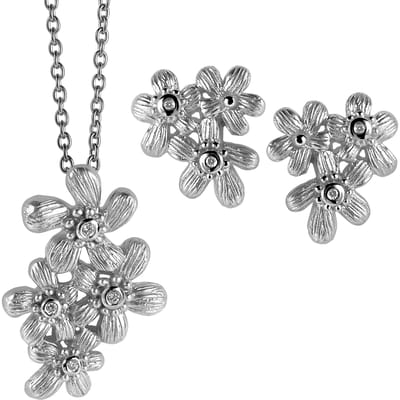 Orphelia Dames 925 Sterling Zilveren Set: Ketting-Pendant + Oorbellen - Zilver SET-6026
