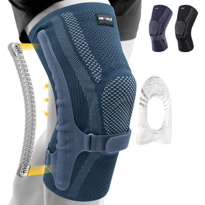 Genouillère Neenca avec Coussinet Rotulien Stabilisateurs Latéraux Support de Genou pour Femmes Hommes ACL PCL Running Sports Manchon de Compression L bleu