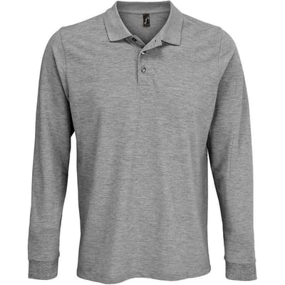 SOLS Unisex Prime Pique Polo voor volwassenen met lange mouwen (Grijze Mergel)