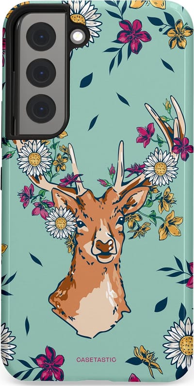 Casetastic Hoesje Geschikt voor Samsung S22 - Stijlvolle Beschermende Duo-layer Case - Gewei bloesem