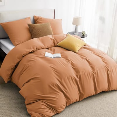 Dailygoody - Beddengoedset - Dekbedovertrek 135 x 200 cm - Oeko-Tex gecertificeerd - Gebrand oranje - Microvezel - Comfortabel en stijlvol - Geschikt