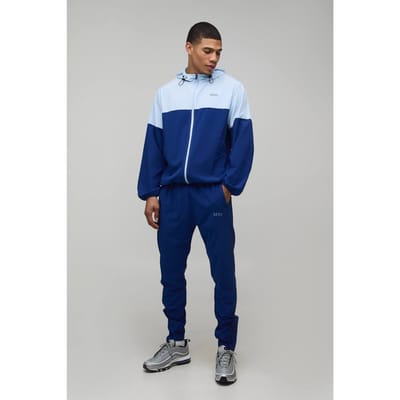 Regular Fit Heren Actief Kleurblok Windbreaker Trainingspak | Navy | Size XS