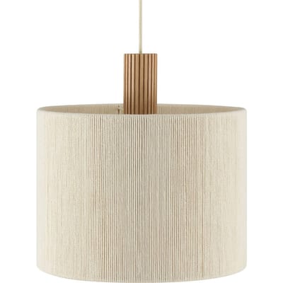 Brilliant Hanglamp Arlo, beige, textiel/hout, Ø 35 cm, 1-lamp