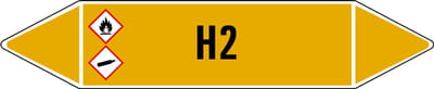 H2 leidingmarkering op vel 126 x 26 mm - 5 per vel