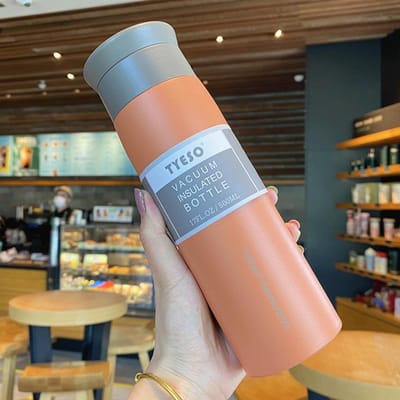 TYESO Eenvoudige Frosted Thermos Theekop Draagbare Roestvrijstalen Geïsoleerde Waterfles Reis Auto Drink Vacuümbeker 350/500ML 350ml gray