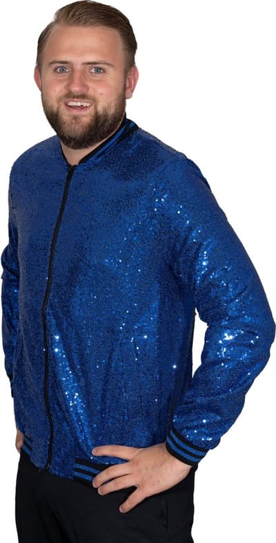 Pailletten - disco jack - kobaltblauw - Maat S - Disco - Festival - Carnaval - Toppers 2025